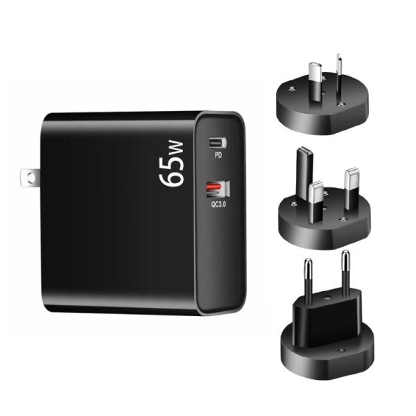 SYA001826701A_1.jpg PD-65W USB-C / Type-C + QC3. 0 USB Laptop Charging Adapter + 2m USB-C / Type-C to USB-C / Type-C Data Cable Set, EU Plug / AU Plug / US Plug / UK Plug, USB-C / Type-C Cable, EU Plug / AU Plug / US Plug / UK Plug