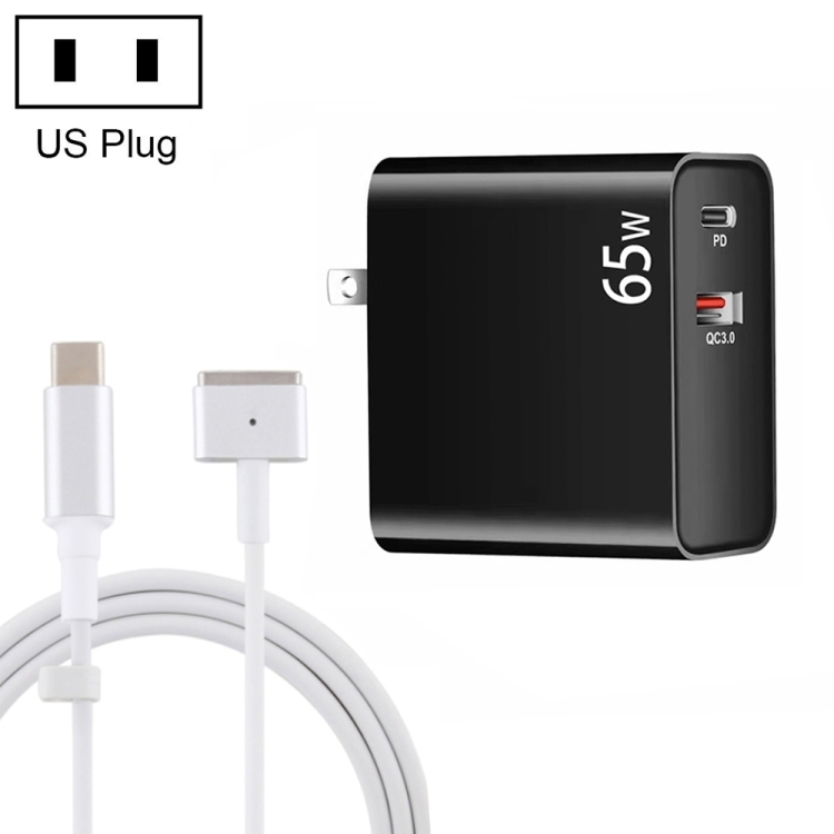 PD-65W USB-C / Type-C + QC3. 0 USB Laptop Charging Adapter + 1.8m USB-C / Type-C to MagSafe 2 / T Head Data Cable, US Plug, MagSafe 2 / T Cable, US Plug 1 PD-65W USB-C / Type-C + QC3. 0 USB Laptop Charging Adapter + 1.8m USB-C / Type-C to MagSafe 2 / T Head Data Cable, US Plug, MagSafe 2 / T Cable, US Plug