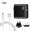 SYA001827501A-1.jpg PD-65W USB-C / Type-C + QC3. 0 USB Laptop Charging Adapter + 1.8m USB-C / Type-C to MagSafe 2 / T Head Data Cable, EU Plug / US Plug, MagSafe 2 / T Cable, EU Plug / US Plug