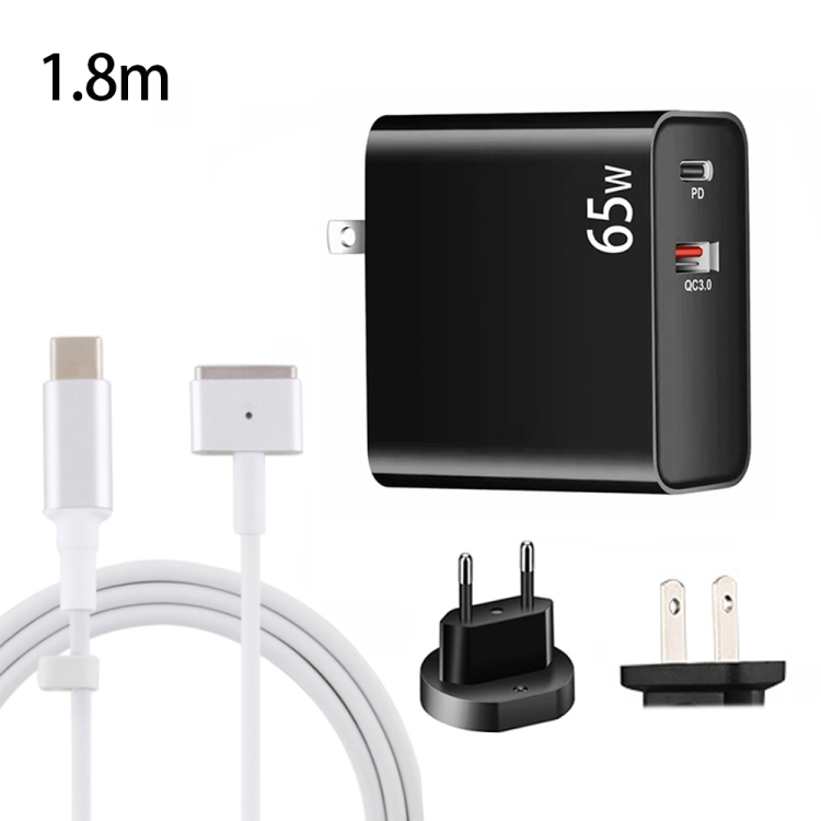 PD-65W USB-C / Type-C + QC3. 0 USB Laptop Charging Adapter + 1.8m USB-C / Type-C to MagSafe 2 / T Head Data Cable, EU Plug / US Plug, MagSafe 2 / T Cable, EU Plug / US Plug 1 PD-65W USB-C / Type-C + QC3. 0 USB Laptop Charging Adapter + 1.8m USB-C / Type-C to MagSafe 2 / T Head Data Cable, EU Plug / US Plug, MagSafe 2 / T Cable, EU Plug / US Plug