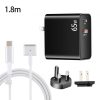 SYA001827701A-1.jpg PD-65W USB-C / Type-C + QC3. 0 USB Laptop Charging Adapter + 1.8m USB-C / Type-C to MagSafe 2 / T Head Data Cable, UK Plug / US Plug, MagSafe 2 / T Cable, UK Plug / US Plug