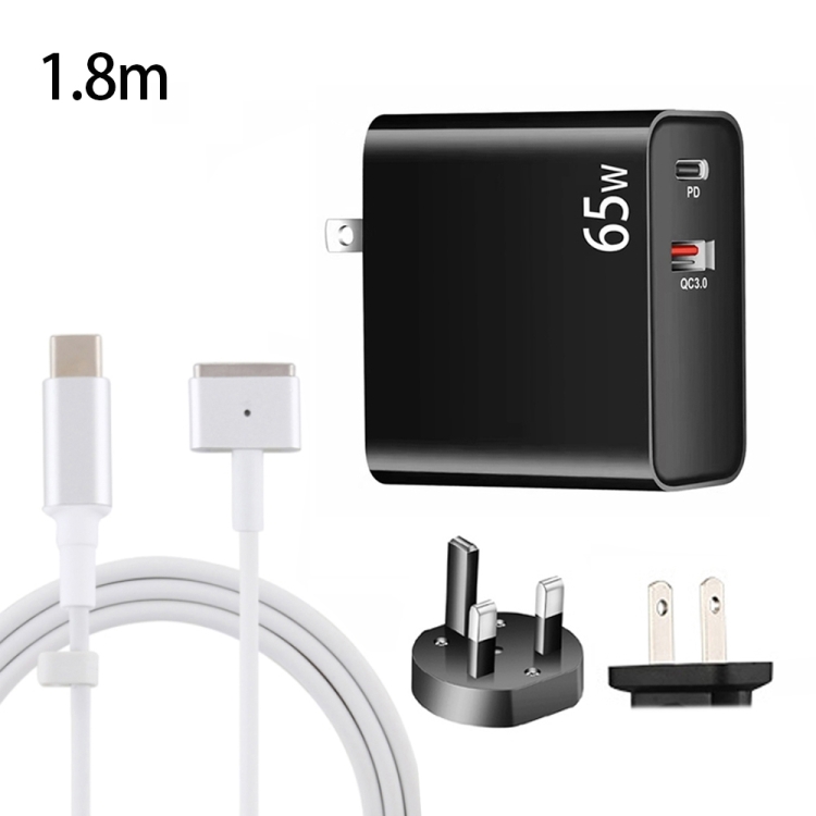 PD-65W USB-C / Type-C + QC3. 0 USB Laptop Charging Adapter + 1.8m USB-C / Type-C to MagSafe 2 / T Head Data Cable, UK Plug / US Plug, MagSafe 2 / T Cable, UK Plug / US Plug 1 PD-65W USB-C / Type-C + QC3. 0 USB Laptop Charging Adapter + 1.8m USB-C / Type-C to MagSafe 2 / T Head Data Cable, UK Plug / US Plug, MagSafe 2 / T Cable, UK Plug / US Plug