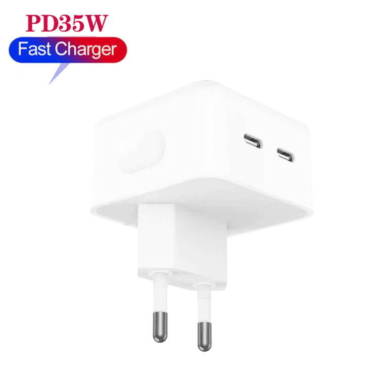PD 35W Dual USB-C / Type-C Ports Charger for iPhone / iPad Series, EU Plug 2 PD 35W Dual USB-C / Type-C Ports Charger for iPhone / iPad Series, EU Plug - Image 2