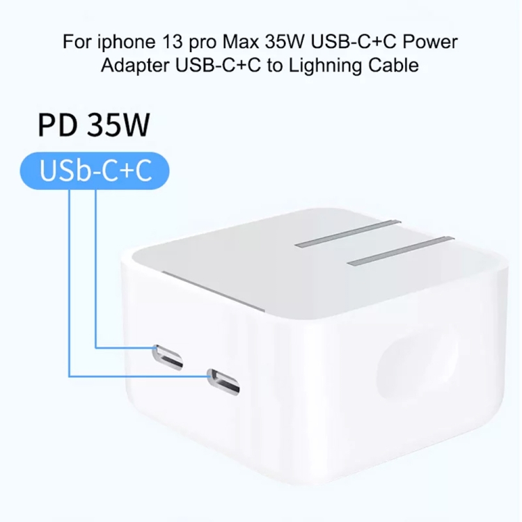 PD 35W Dual USB-C / Type-C Ports Charger for iPhone / iPad Series, EU Plug 5 PD 35W Dual USB-C / Type-C Ports Charger for iPhone / iPad Series, EU Plug - Image 5