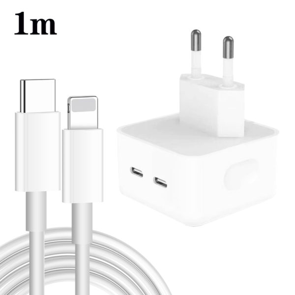 SYA0018448.jpg PD 35W Dual USB-C / Type-C Ports Charger with 1m Type-C to 8 Pin Data Cable, EU Plug