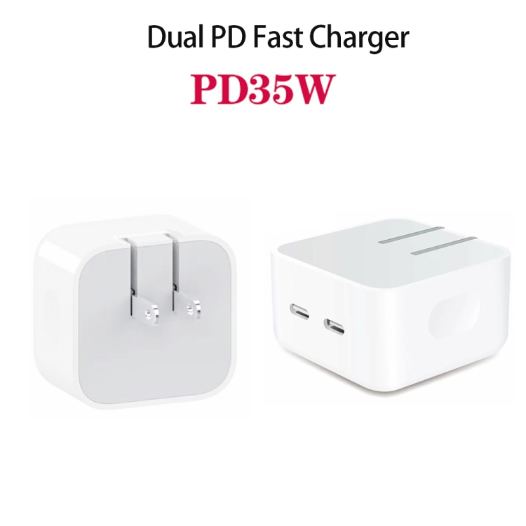 PD 35W Dual USB-C / Type-C Ports Charger for iPhone / iPad Series, US Plug 2 PD 35W Dual USB-C / Type-C Ports Charger for iPhone / iPad Series, US Plug - Image 2