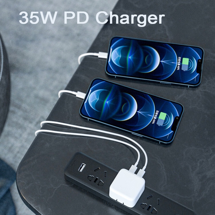 PD 35W Dual USB-C / Type-C Ports Charger for iPhone / iPad Series, US Plug 5 PD 35W Dual USB-C / Type-C Ports Charger for iPhone / iPad Series, US Plug - Image 5