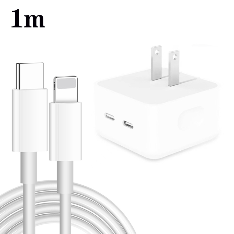 PD 35W Dual USB-C / Type-C Ports Charger with Type-C to 8 Pin Data Cable, US Plug, US Plug + 1m 8 Pin Cable, US Plug + 1.5m 8 Pin Cable, US Plug + 2m 8 Pin Cable 1 PD 35W Dual USB-C / Type-C Ports Charger with Type-C to 8 Pin Data Cable, US Plug, US Plug + 1m 8 Pin Cable, US Plug + 1.5m 8 Pin Cable, US Plug + 2m 8 Pin Cable