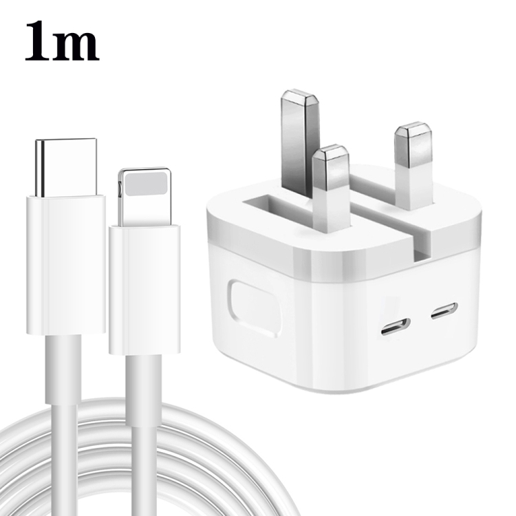 PD 35W Dual USB-C / Type-C Ports Charger with Type-C to 8 Pin Data Cable, UK Plug, UK Plug + 1m 8 Pin Cable, UK Plug + 1.5m 8 Pin Cable, UK Plug + 2m 8 Pin Cable 1 PD 35W Dual USB-C / Type-C Ports Charger with Type-C to 8 Pin Data Cable, UK Plug, UK Plug + 1m 8 Pin Cable, UK Plug + 1.5m 8 Pin Cable, UK Plug + 2m 8 Pin Cable