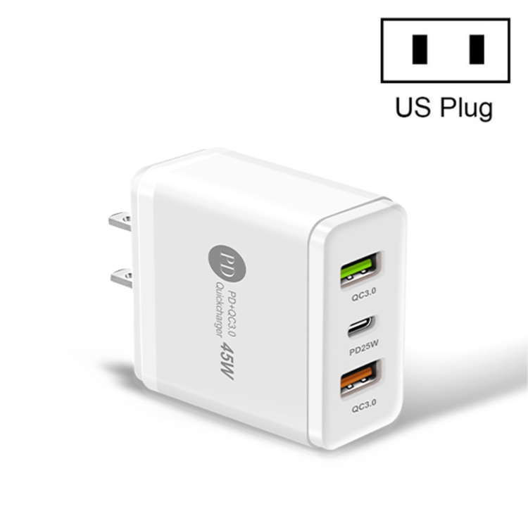 45W PD3.0 + 2 x QC3.0 USB Multi Port Quick Charger, US Plug, US Plug 1 45W PD3.0 + 2 x QC3.0 USB Multi Port Quick Charger, US Plug, US Plug
