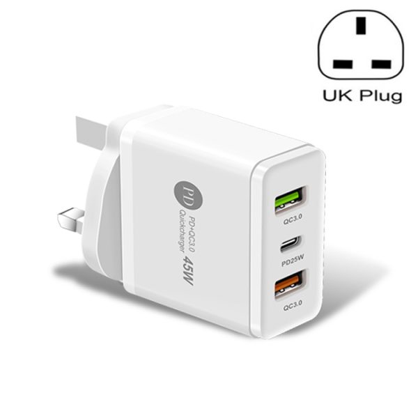 SYA001932101A-1.jpg 45W PD3.0 + 2 x QC3.0 USB Multi Port Quick Charger, UK Plug, UK Plug