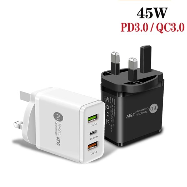 SYA001932101_B1.jpg 45W PD3.0 + 2 x QC3.0 USB Multi Port Quick Charger, UK Plug, UK Plug