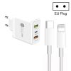 SYA001932501A-1.jpg 45W PD3.0 + 2 x QC3.0 USB Multi Port Charger with Type-C to 8 Pin Cable, EU Plug, EU Plug + Type-C to 8 Pin Cable