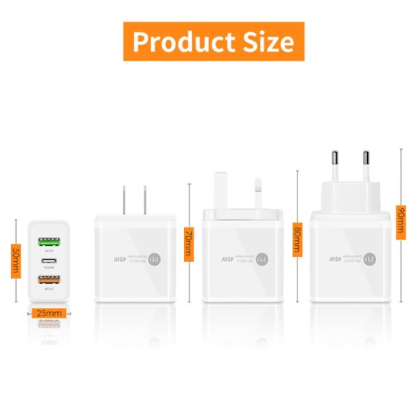 SYA001932501_B5.jpg 45W PD3.0 + 2 x QC3.0 USB Multi Port Charger with Type-C to 8 Pin Cable, EU Plug, EU Plug + Type-C to 8 Pin Cable