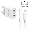 SYA001932601A-1.jpg 45W PD3.0 + 2 x QC3.0 USB Multi Port Charger with Type-C to 8 Pin Cable, UK Plug, UK Plug + Type-C to 8 Pin Cable