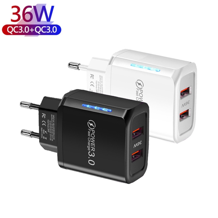 36W Dual Port QC3.0 USB Mobile Phone Charger Dual 18W Output, EU Plug, EU Plug 3 36W Dual Port QC3.0 USB Mobile Phone Charger Dual 18W Output, EU Plug, EU Plug - Image 3