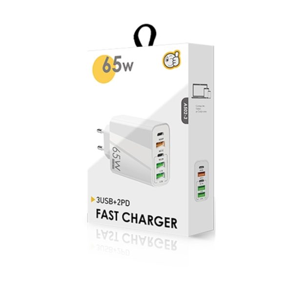 SYA001973601_B4.jpg 65W Dual PD Type-C + 3 x USB Multi Port Charger for Phone and Tablet PC, EU Plug, EU Plug