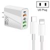 SYA001975201A-1.jpg 65W Dual PD Type-C + 3 x USB Multi Port Charger with 3A Type-C to 8 Pin Data Cable, US Plug, US Plug + Type-C to 8 Pin Cable
