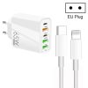 SYA001975301A-1.jpg 65W Dual PD Type-C + 3 x USB Multi Port Charger with 3A Type-C to 8 Pin Data Cable, EU Plug, EU Plug + Type-C to 8 Pin Cable