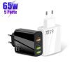 SYA001975301_B1.jpg 65W Dual PD Type-C + 3 x USB Multi Port Charger with 3A Type-C to 8 Pin Data Cable, EU Plug, EU Plug + Type-C to 8 Pin Cable