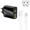 SYA001975901A-1.jpg 65W Dual PD Type-C + 3 x USB Multi Port Charger with 3A USB to Type-C Data Cable, EU Plug, EU Plug + USB to Type-C Cable