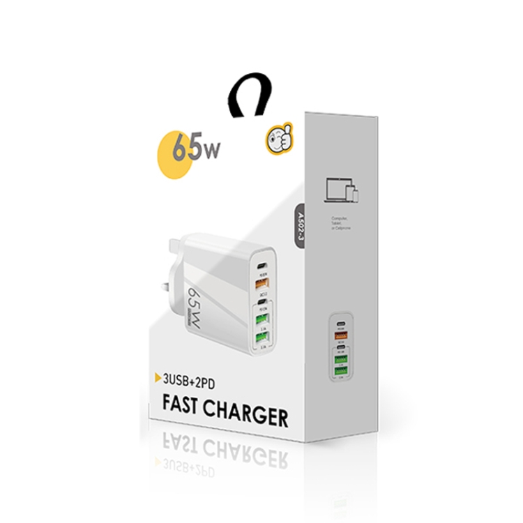 65W Dual PD Type-C + 3 x USB Multi Port Charger with 3A USB to Type-C Data Cable, UK Plug, UK Plug + USB to Type-C Cable 7 65W Dual PD Type-C + 3 x USB Multi Port Charger with 3A USB to Type-C Data Cable, UK Plug, UK Plug + USB to Type-C Cable - Image 7