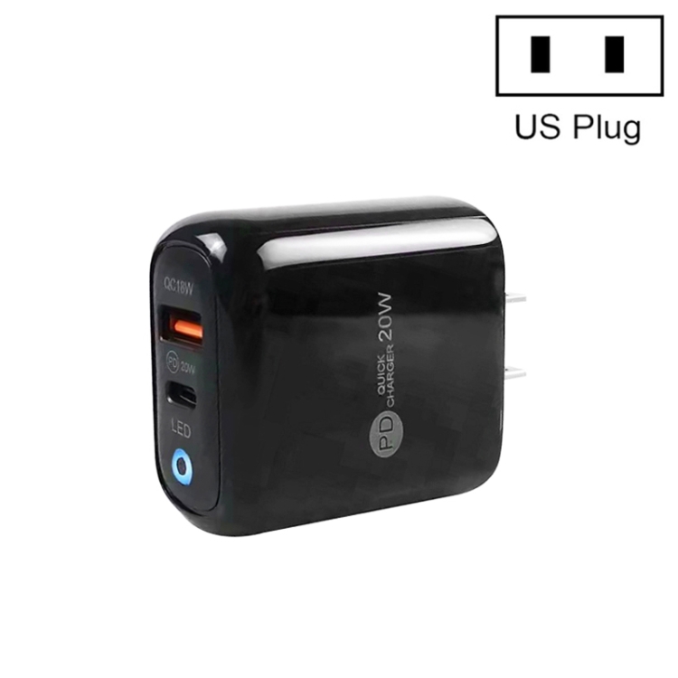 PD04 PD20W + QC18W Mobile Phone Charger with LED Indicator, US Plug, US Plug 1 PD04 PD20W + QC18W Mobile Phone Charger with LED Indicator, US Plug, US Plug
