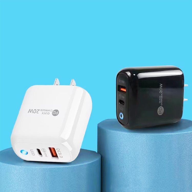 PD04 PD20W + QC18W Mobile Phone Charger with LED Indicator, US Plug, US Plug 3 PD04 PD20W + QC18W Mobile Phone Charger with LED Indicator, US Plug, US Plug - Image 3