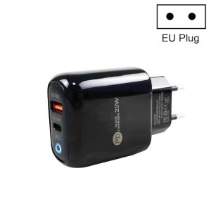 PD04 PD20W + QC18W Mobile Phone Charger with LED Indicator, EU Plug, EU Plug