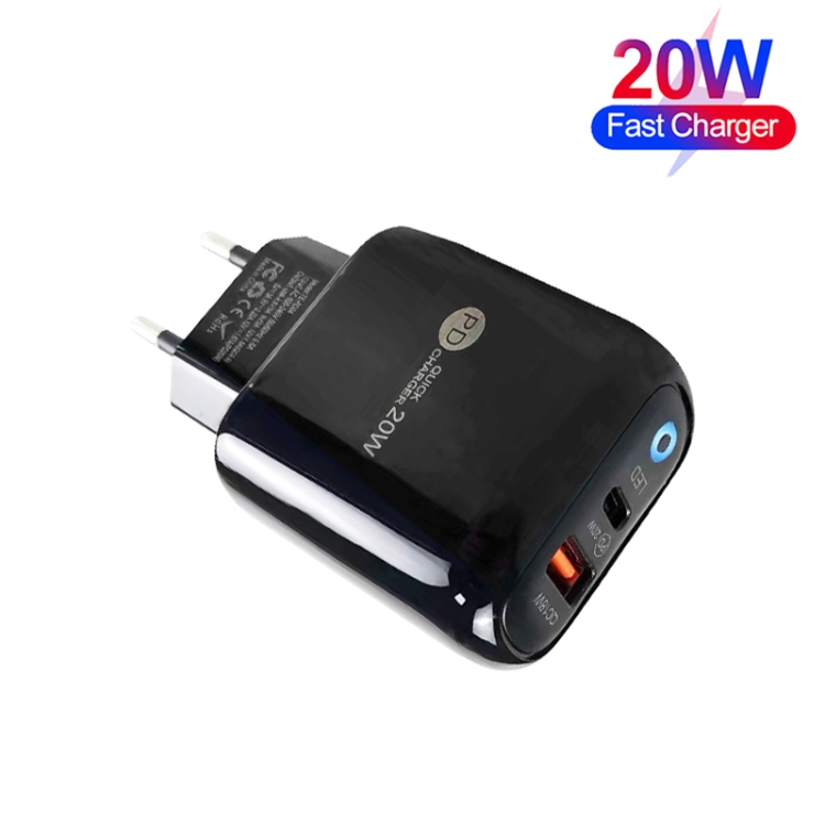 PD04 PD20W + QC18W Mobile Phone Charger with LED Indicator, EU Plug, EU Plug 2 PD04 PD20W + QC18W Mobile Phone Charger with LED Indicator, EU Plug, EU Plug - Image 2