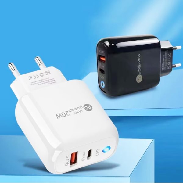 SYA002075301_B1.jpg PD04 PD20W + QC18W Mobile Phone Charger with LED Indicator, EU Plug, EU Plug
