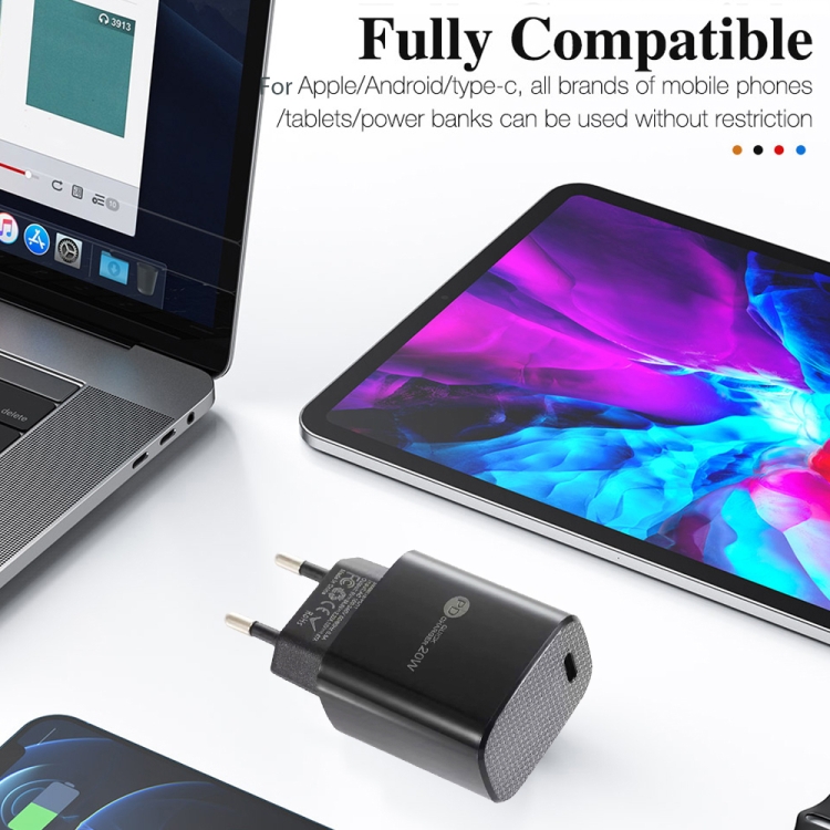 PD11 Single PD3.0 USB-C / Type-C 20W Fast Charger with 1m Type-C to 8 Pin Data Cable, EU Plug, EU Plug + Type-C to 8 Pin Cable 7 PD11 Single PD3.0 USB-C / Type-C 20W Fast Charger with 1m Type-C to 8 Pin Data Cable, EU Plug, EU Plug + Type-C to 8 Pin Cable - Image 7