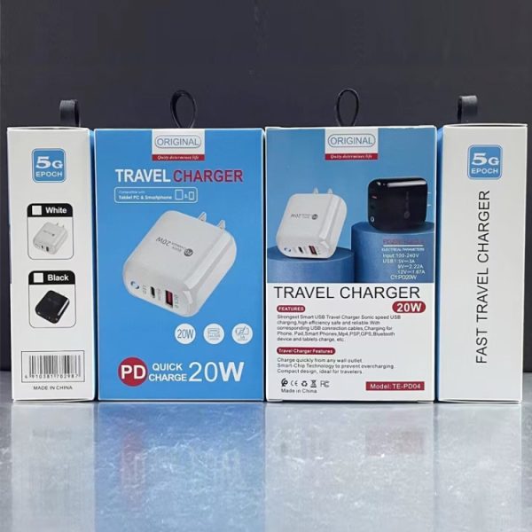 SYA002111101_B5.jpg PD04 Type-C + USB Mobile Phone Charger with USB to 8 Pin Cable, US Plug, US Plug + USB to 8 Pin Cable