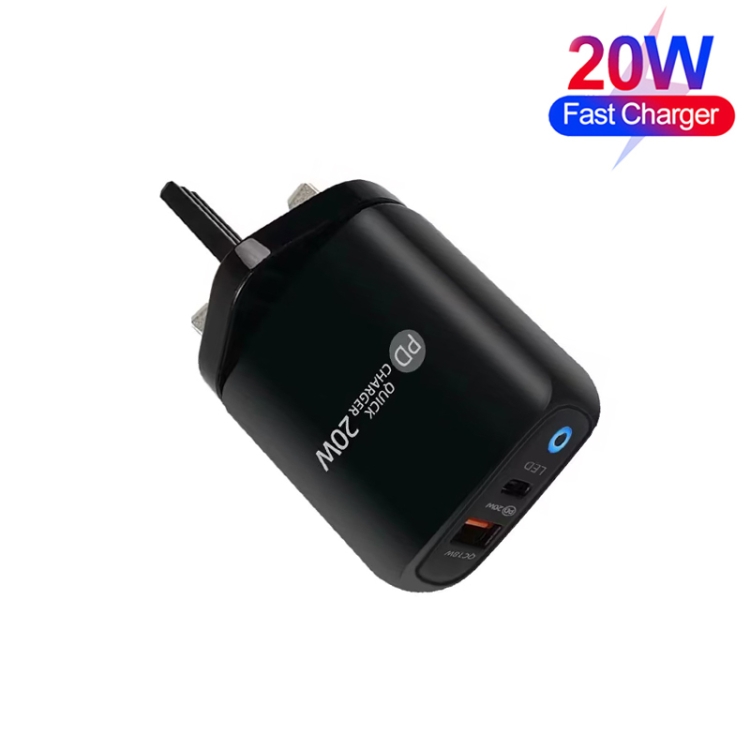 PD04 Type-C + USB Mobile Phone Charger with Type-C to 8 Pin Cable, UK Plug, UK Plug + Type-C to 8 Pin Cable 2 PD04 Type-C + USB Mobile Phone Charger with Type-C to 8 Pin Cable, UK Plug, UK Plug + Type-C to 8 Pin Cable - Image 2