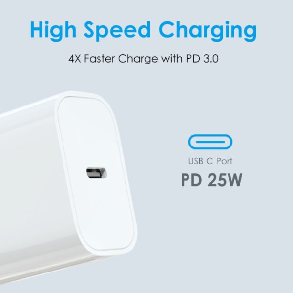SYA002162701A_3.jpg NORTHJO NOPD2501 PD 25W USB-C / Type-C Single Port Fast Charger, US Plug, EU Plug, UK Plug, AU Plug