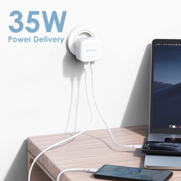 SYA002169501A_3.jpg NORTHJO NOGAN3502 GaN PD PPS 35W Dual USB-C / Type-CWall Fast Charger, EU Plug, UK Plug
