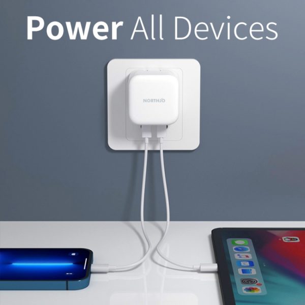 SYA002169501A_4.jpg NORTHJO NOGAN3502 GaN PD PPS 35W Dual USB-C / Type-CWall Fast Charger, EU Plug, UK Plug