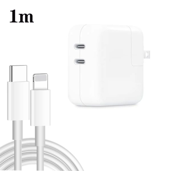 SYA002235201-1.jpg 35W PD3.0 USB-C / Type-C Dual Port Charger with Type-C to 8 Pin Data Cable, US Plug, US Plug + 1m 8 Pin Cable, US Plug + 2m 8 Pin Cable