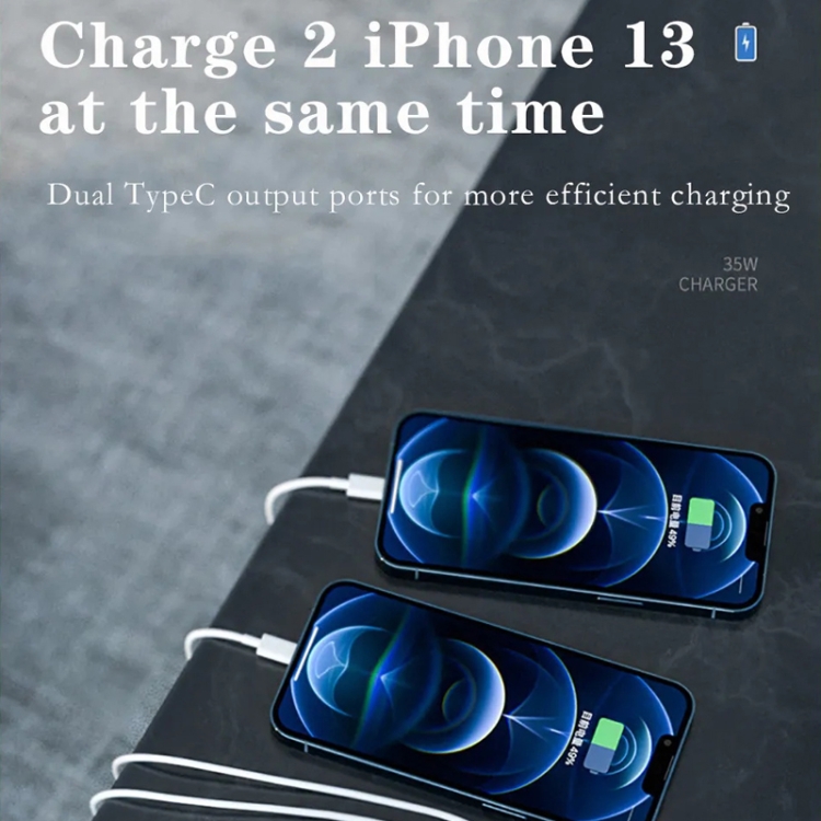 35W PD3.0 USB-C / Type-C Dual Port Charger with Type-C to 8 Pin Data Cable, US Plug, US Plug + 1m 8 Pin Cable, US Plug + 2m 8 Pin Cable 7 35W PD3.0 USB-C / Type-C Dual Port Charger with Type-C to 8 Pin Data Cable, US Plug, US Plug + 1m 8 Pin Cable, US Plug + 2m 8 Pin Cable - Image 7