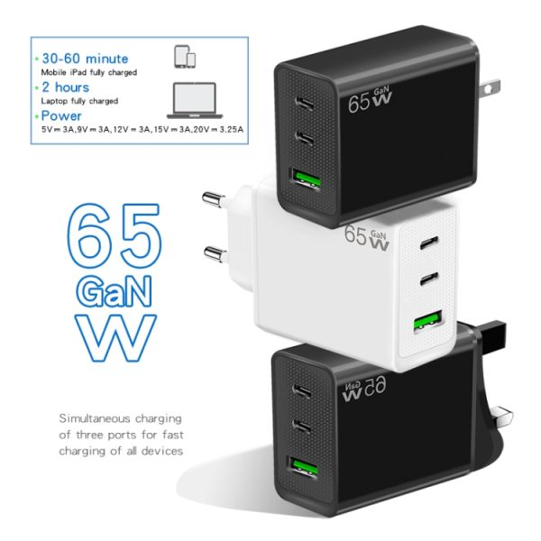 SYA0022573_B2.jpg GaN PD65W Type-C x 2 + USB3.0 Laptop Adapter for Apple MacBook Series ,US Plug