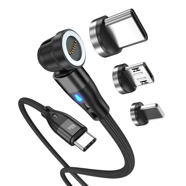 SYA002285501A-1.jpg ENKAY PD60W Type-C to Type-C / 8 Pin / Micro USB Magnetic 540 Degrees Rotating Fast Charging Cable, 1m, 2m