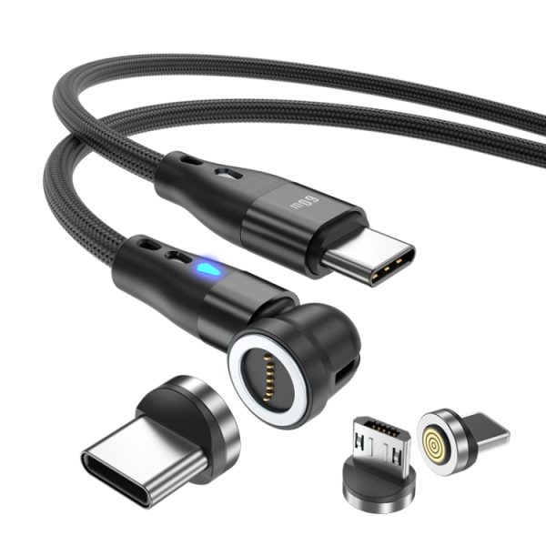 SYA002285501A_1.jpg ENKAY PD60W Type-C to Type-C / 8 Pin / Micro USB Magnetic 540 Degrees Rotating Fast Charging Cable, 1m, 2m