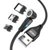 SYA002285701A-1.jpg ENKAY 3 in 1 3A USB to Type-C / 8 Pin / Micro USB Magnetic 540 Degrees Rotating Fast Charging Cable, 1m, 2m