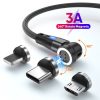 SYA002285701A_1.jpg ENKAY 3 in 1 3A USB to Type-C / 8 Pin / Micro USB Magnetic 540 Degrees Rotating Fast Charging Cable, 1m, 2m