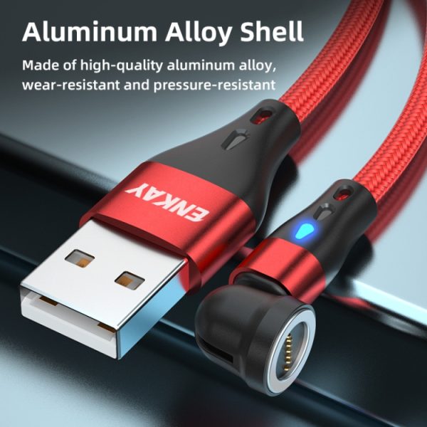 SYA0022857_B10.jpg ENKAY 3 in 1 3A USB to Type-C / 8 Pin / Micro USB Magnetic 540 Degrees Rotating Fast Charging Cable, 1m, 2m
