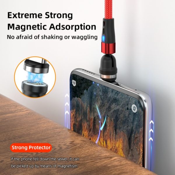 SYA0022857_B8.jpg ENKAY 3 in 1 3A USB to Type-C / 8 Pin / Micro USB Magnetic 540 Degrees Rotating Fast Charging Cable, 1m, 2m