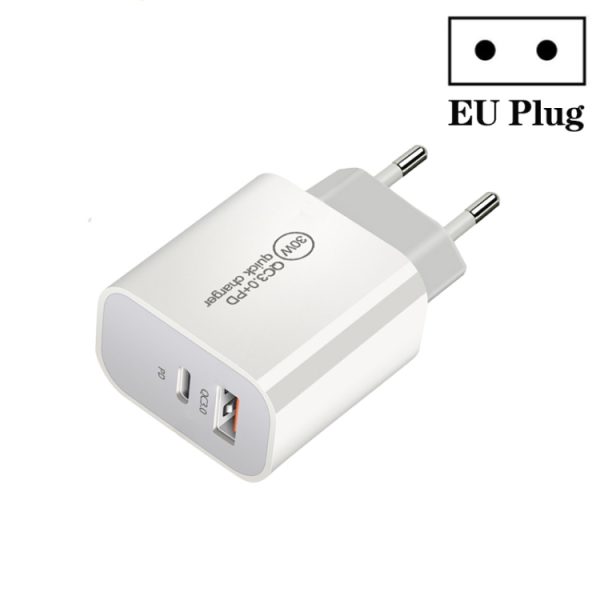 SYA002305301-1.jpg PD30W USB-C / Type-C + QC3.0 USB Dual Port Charger, EU Plug, US Plug, AU Plug
