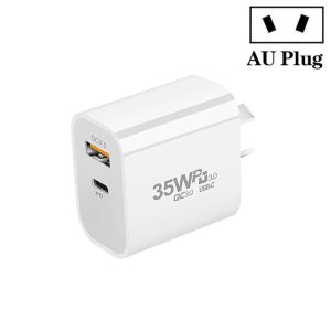 [HK Warehouse] PD35W USB-C / Type-C + QC3.0 USB Dual Port Charger, AU Plug