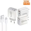 SYA0023058_B1.jpg PD30W USB-C / Type-C + QC3.0 USB Dual Port Charger with 1m USB to 8 Pin Data ...