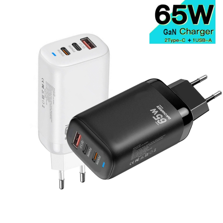 TE-65W GaN PD65W Dual USB-C+USB-A Laptop / Tablet Adapter,EU Plug, EU Plug 3 TE-65W GaN PD65W Dual USB-C+USB-A Laptop / Tablet Adapter,EU Plug, EU Plug - Image 3